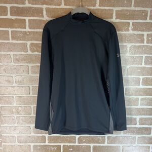 Under Armour Mock Neck Shirt Womens Medium Black ColdGear Long Sleeve Fitted